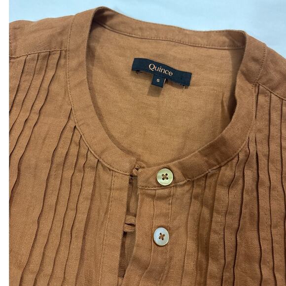 Quince Womens Small 100% European Linen Sleeveless Swing Dress Terracotta - Picture 6 of 10